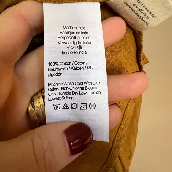 Madewell Square Neck Bubble Sleeve Top in Mustard Plaid. Small - Picture 4 of 4